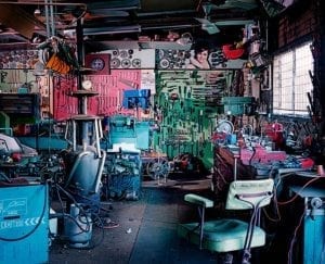 Man Cave shed for tool storage: Back wall filled with all kinds of tools.