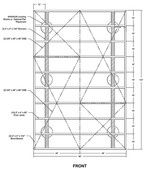 wood shed foundation diagram